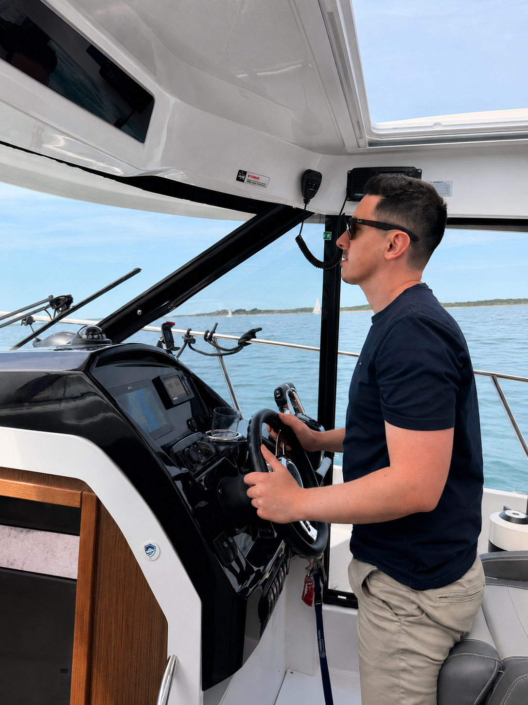 CoverSense NFC tag on a boat helm console